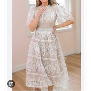 NWT Ivy City Co Sicily Dress With Flutter Sleeves White Size XS